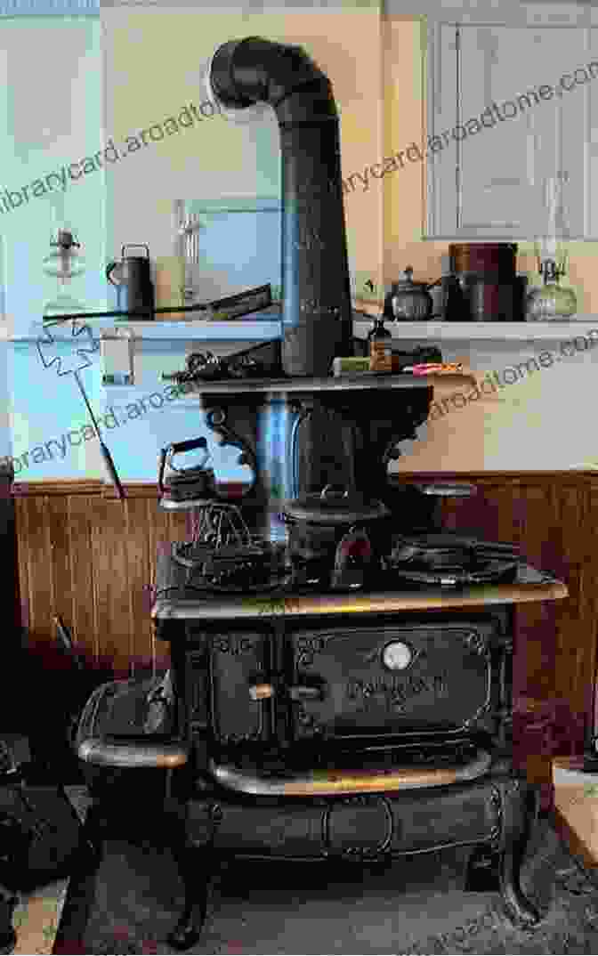 A Black And White Photo Of A Vintage Kitchen With A Wood Burning Stove And Cast Iron Pots Cade Shade Old Fashion Recipes Home Remedies More