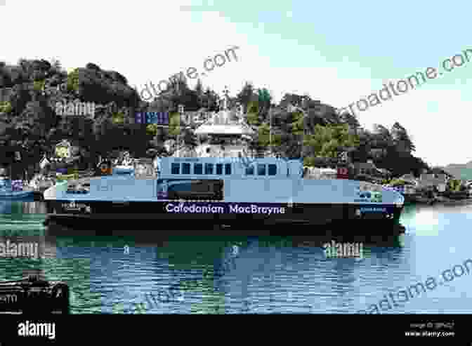 A Caledonian MacBrayne Ferry Approaching The Isle Of Mull, Its Iconic Red Funnel Contrasting With The Rugged Coastline. A MacBrayne Album Alistair Deayton