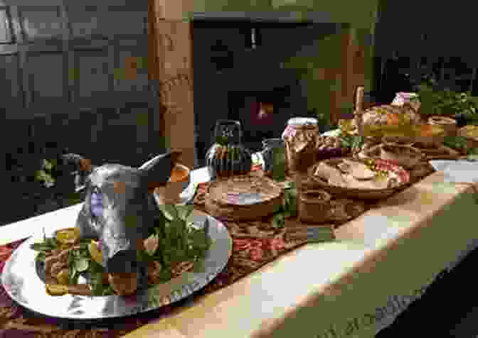 A Display Of Iconic Tudor Dishes, Including A Roasted Boar's Head, Swan Pie, And Honey Tarts Food Feast In Tudor England (Food Feasts)