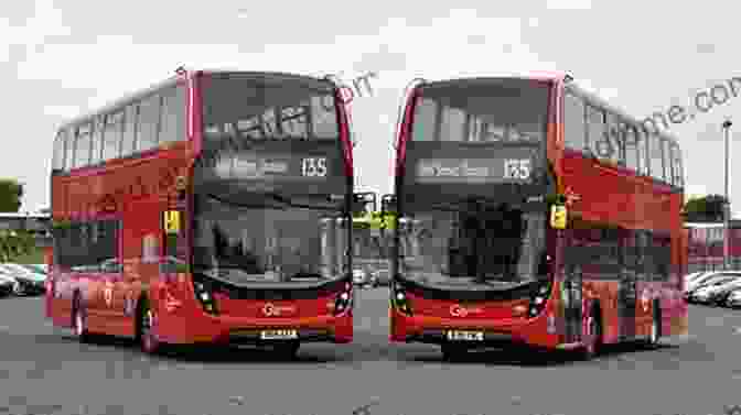 A Red London Volvo B9tl B5lh Double Decker Bus Driving Down A Busy Street The London Volvo B9TL B5LH