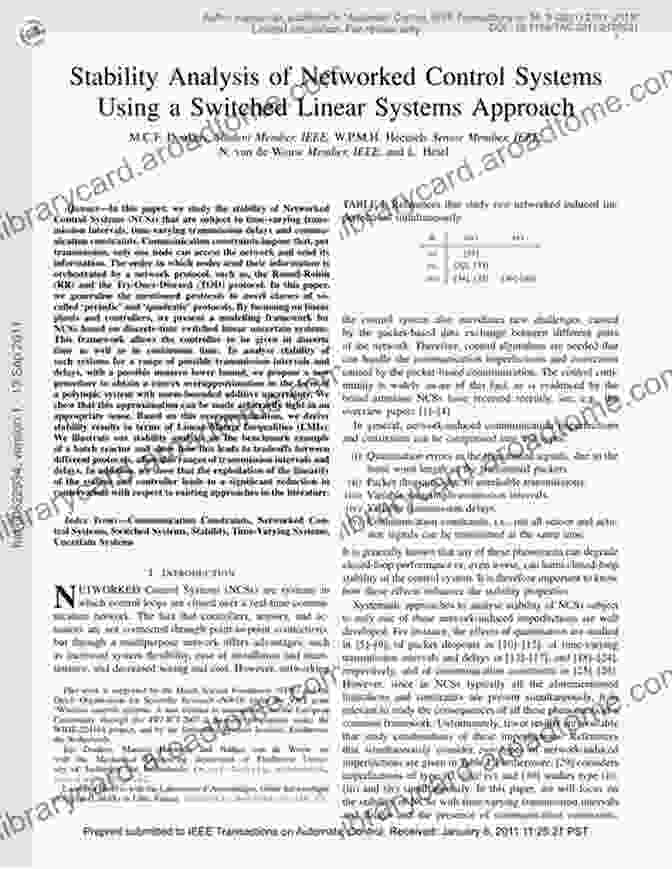 Stability Analysis In Networked Control Systems Networked Control Systems (Lecture Notes In Control And Information Sciences 406)