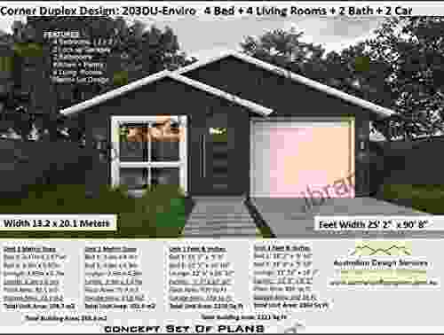 Duplex Home Design For Corner Land 4 Bedroom Narrow Lot Dual Family Design: Full Architectural Concept Home Plans Includes Detailed Floor Plan And Elevation (Duplex Designs Floor Plans 2031)